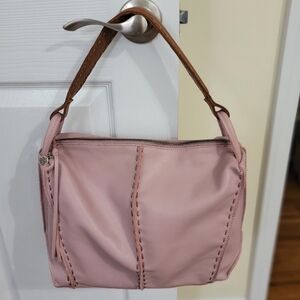 The Sak Pink and Brown Leather Shoulder Bag